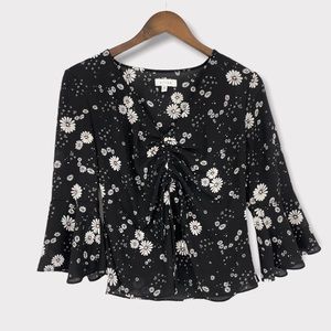 K/Lab Black Floral Daisy Blouse